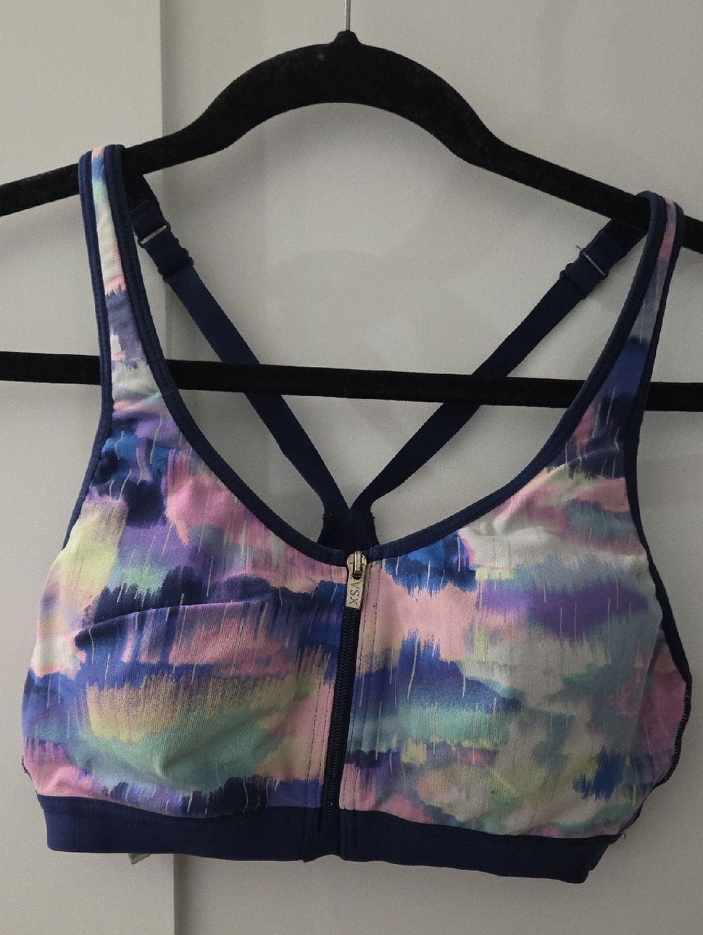 Victoria's Secret VSX Sport Front-Zip Sports Bra in Pastel Watercolor Print